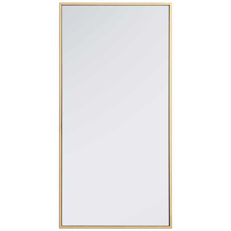 Image 1 18-in W x 36-in H Metal Frame Rectangle Wall Mirror in Brass