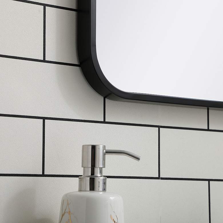 Image 4 18-in W x 36-in H Soft Corner Metal Rectangular Wall Mirror in Black more views