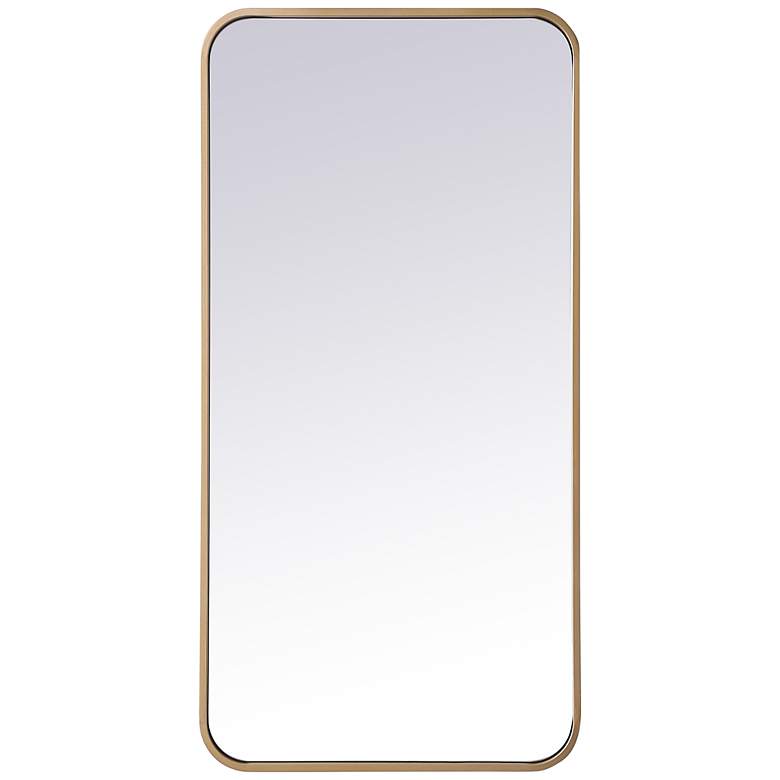 Image 2 18-in W x 36-in H Soft Corner Metal Rectangular Wall Mirror in Brass