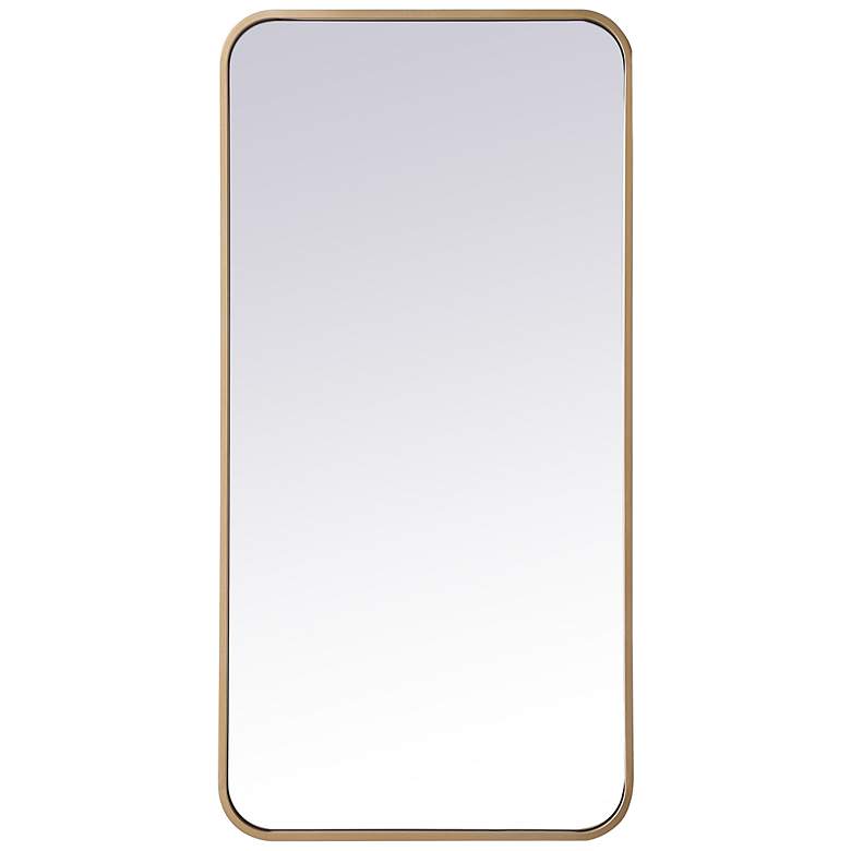 Image 5 18-in W x 36-in H Soft Corner Metal Rectangular Wall Mirror in Brass more views