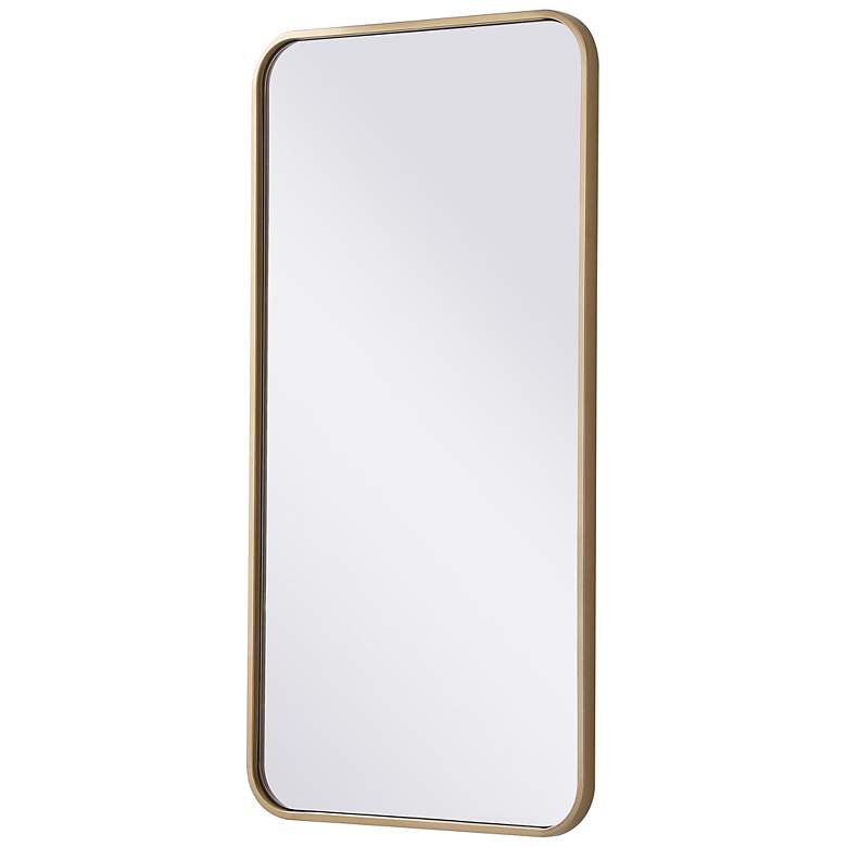 Image 6 18-in W x 36-in H Soft Corner Metal Rectangular Wall Mirror in Brass more views