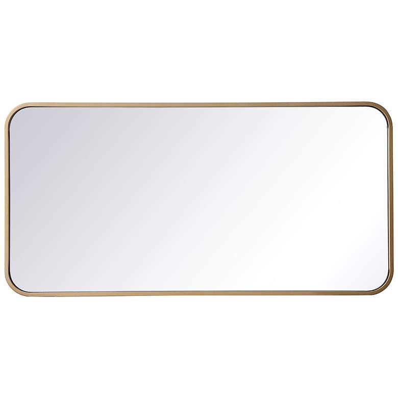 Image 7 18-in W x 36-in H Soft Corner Metal Rectangular Wall Mirror in Brass more views