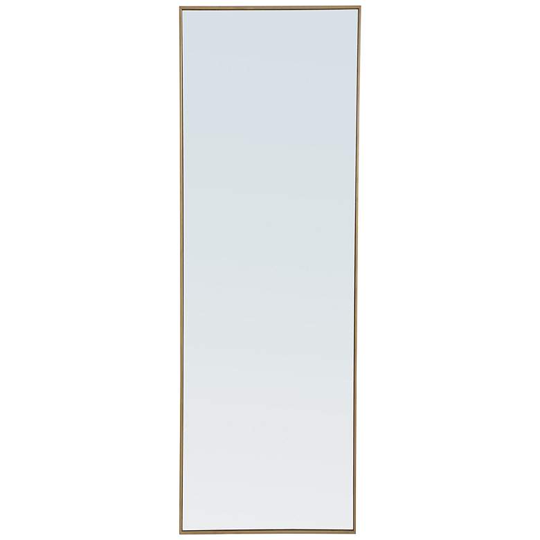 Image 1 18-in W x 60-in H Metal Frame Rectangle Wall Mirror in Brass