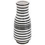 18" Black and White Striped Hand Painted Vase
