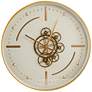 18" Glass Covered Gold &#38; White Gear Wall Clock