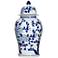 18" High Blue and White Magnolia Pattern Ginger Jar