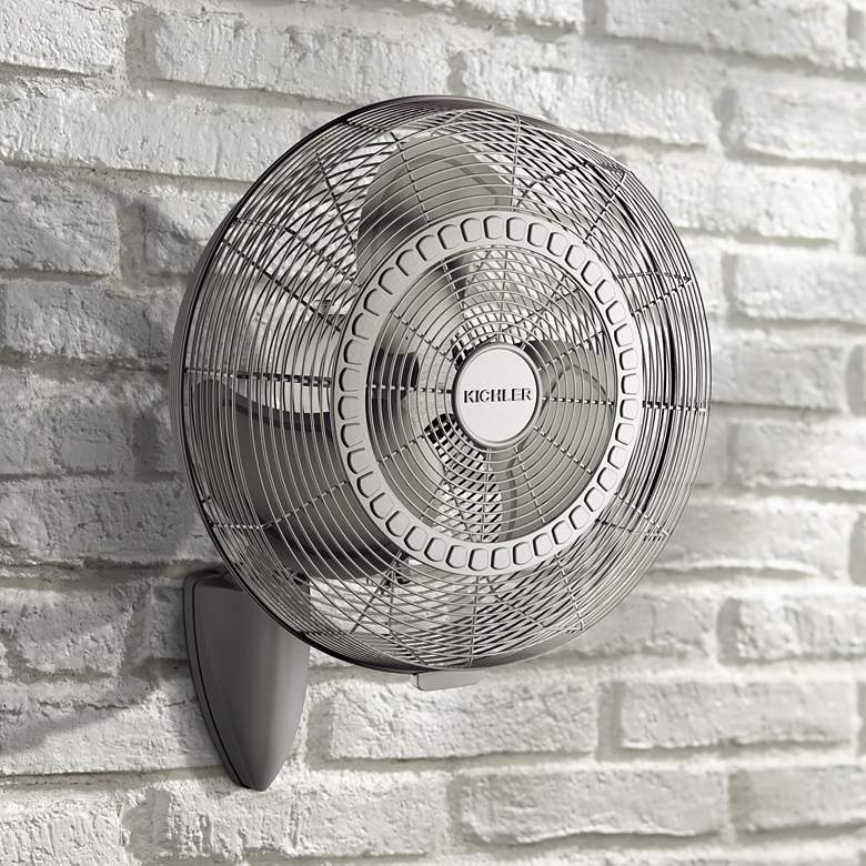 Image 1 18" Kichler Pola Brushed Nickel Wet Rated Plug-In Wall Fan