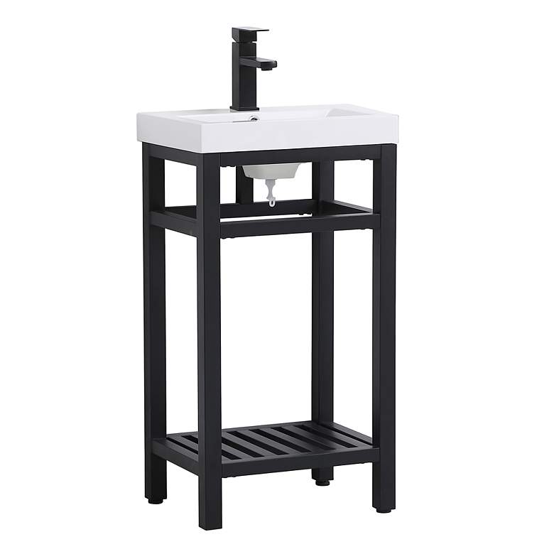 Image 4 18 Inch Single Bathroom Metal Vanity In Black more views