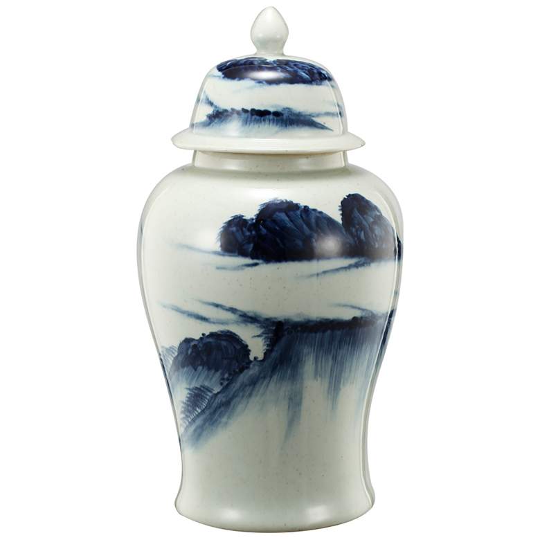 Image 1 18 inch White and Blue Windswept Ginger Jar