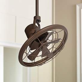 Image1 of 18" Wide Casa Vieja Big Sky Bronze Damp Rated Fan with Wall Control