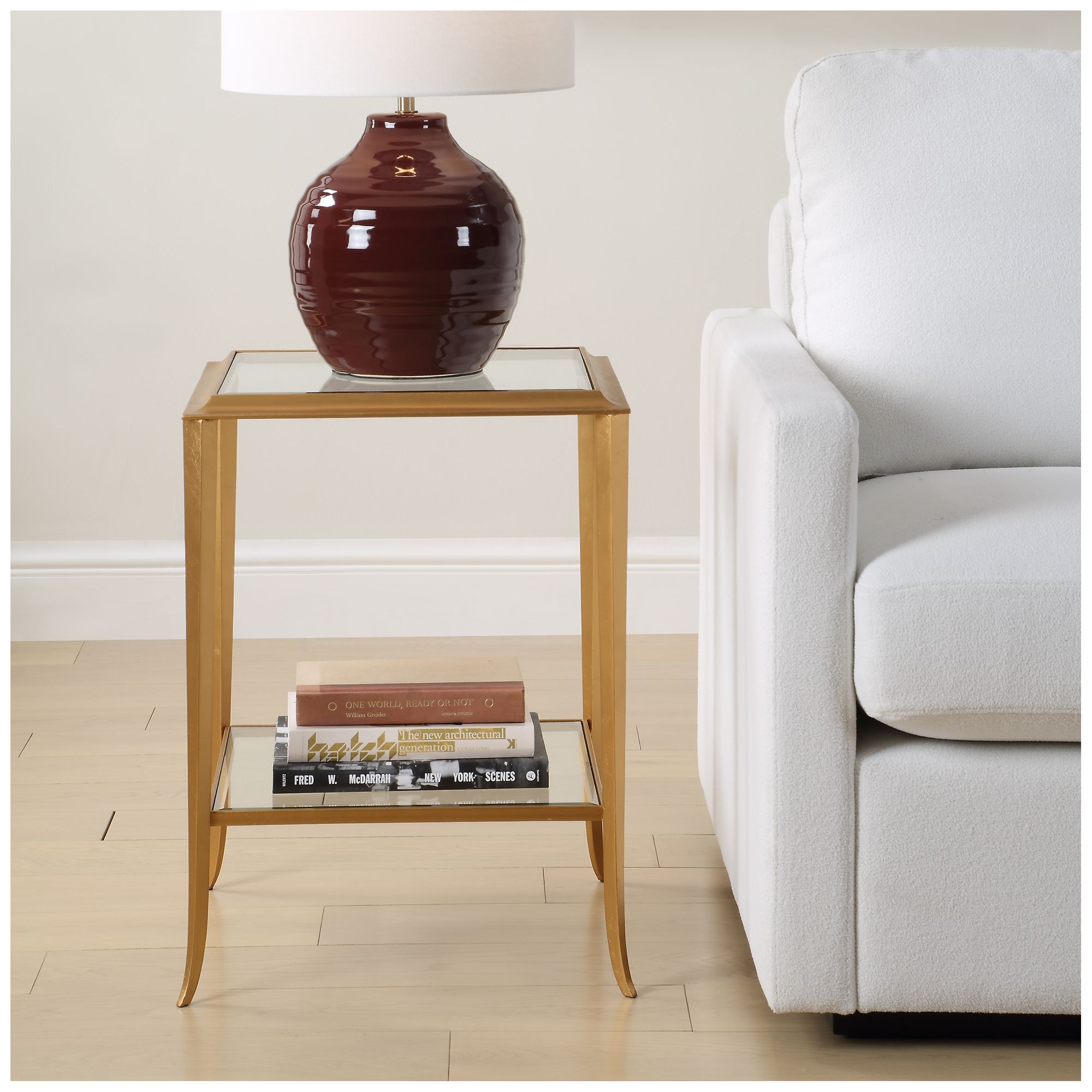 Image 3 18" Wide x 24" High Gold Metal End Table more views