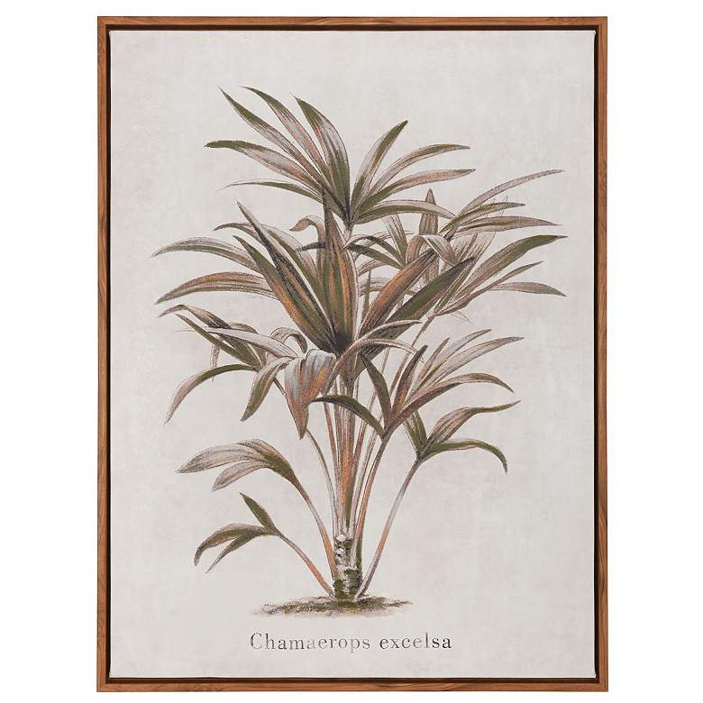 Image 1 18" x 24" Palm Tree Brown & Green Hand Painted Canvas Wall Ar