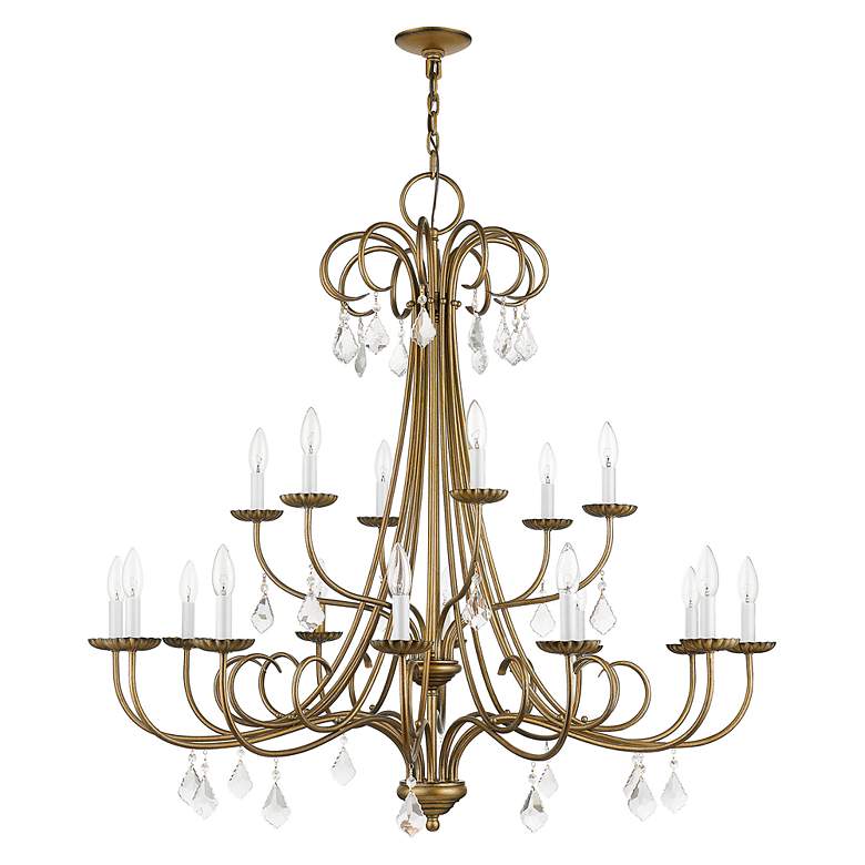 Image 3 18 Light Antique Gold Leaf Extra Large Chandelier with Clear Crystals more views