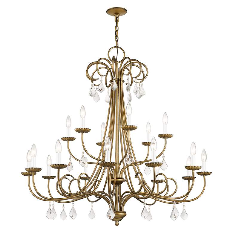 Image 4 18 Light Antique Gold Leaf Extra Large Chandelier with Clear Crystals more views