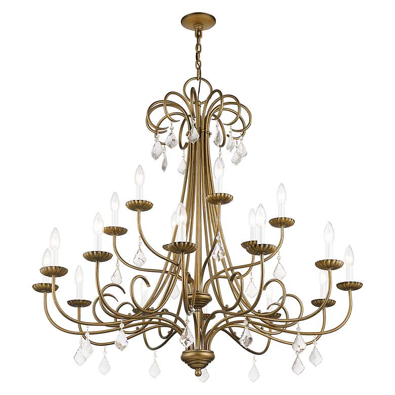 Image 5 18 Light Antique Gold Leaf Extra Large Chandelier with Clear Crystals more views