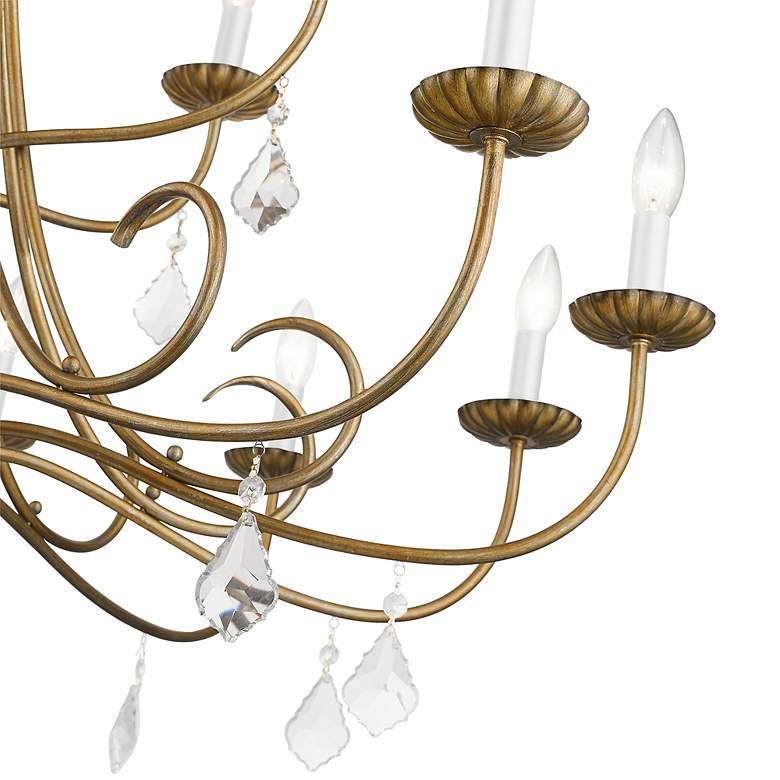 Image 6 18 Light Antique Gold Leaf Extra Large Chandelier with Clear Crystals more views