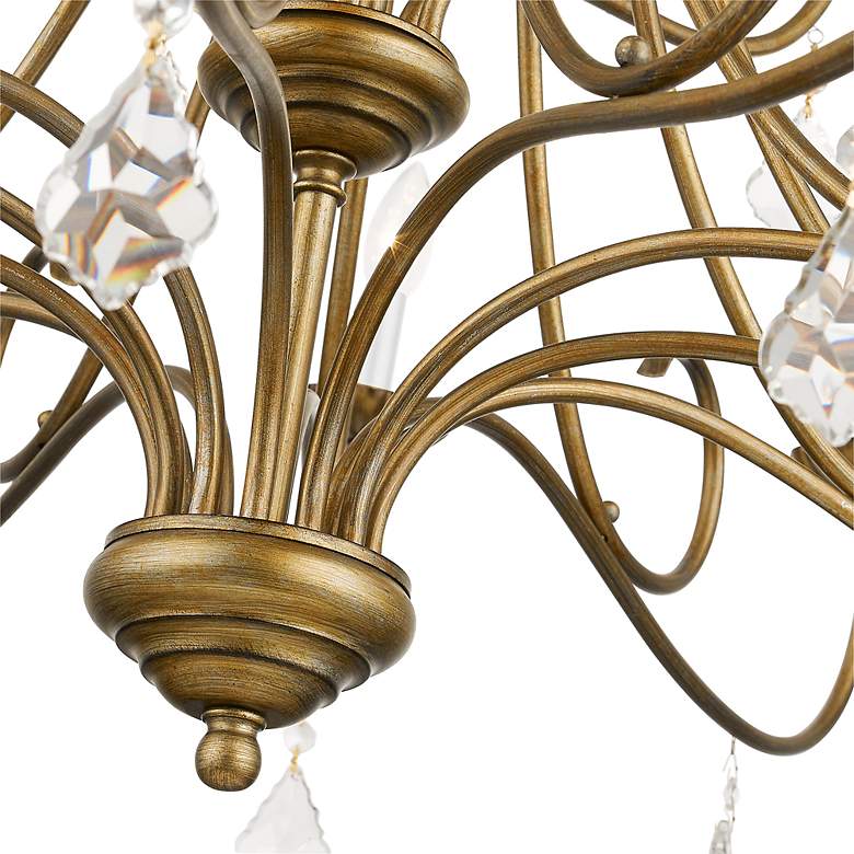 Image 7 18 Light Antique Gold Leaf Extra Large Chandelier with Clear Crystals more views