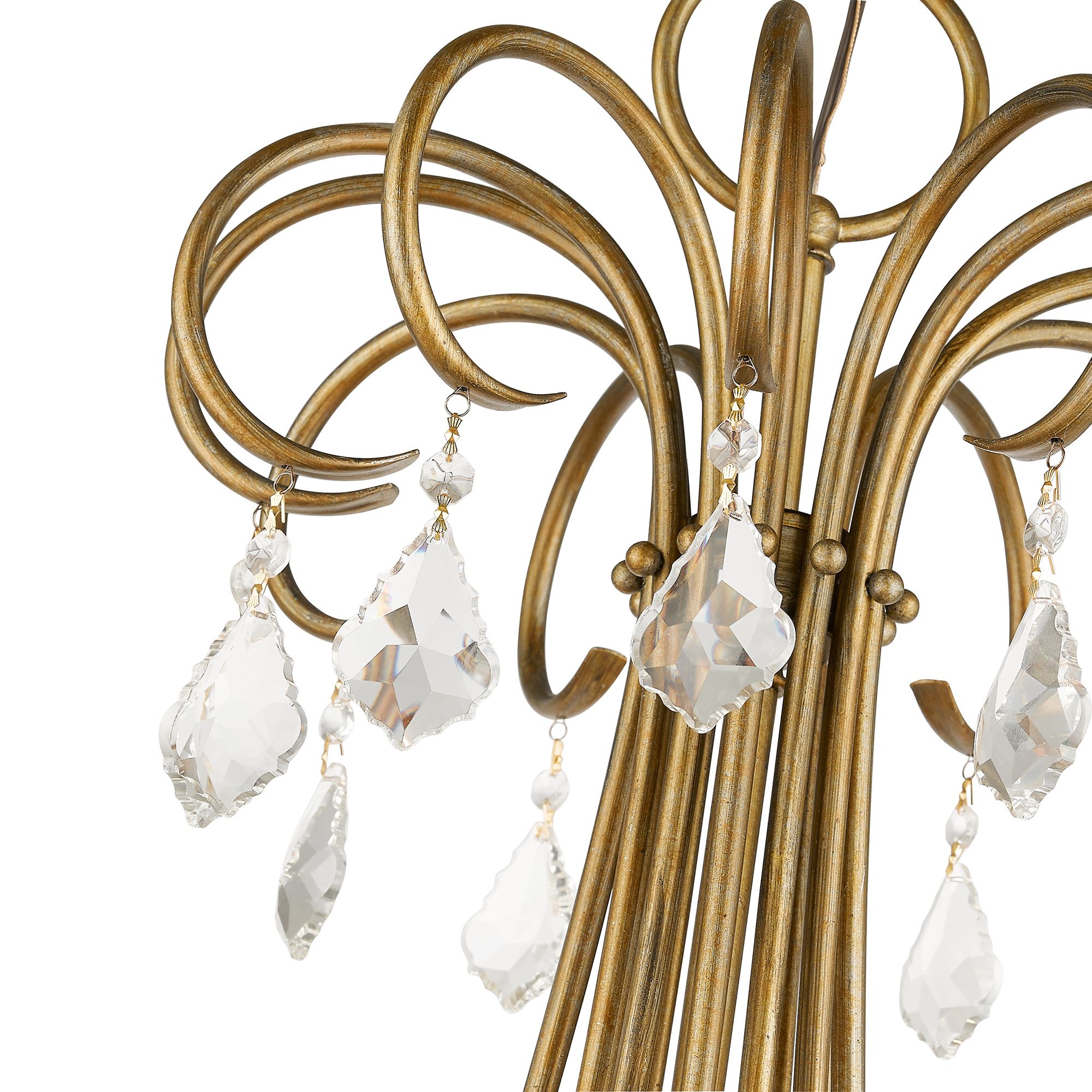 18 Light Antique Gold Leaf Extra Large Chandelier with Clear Crystals