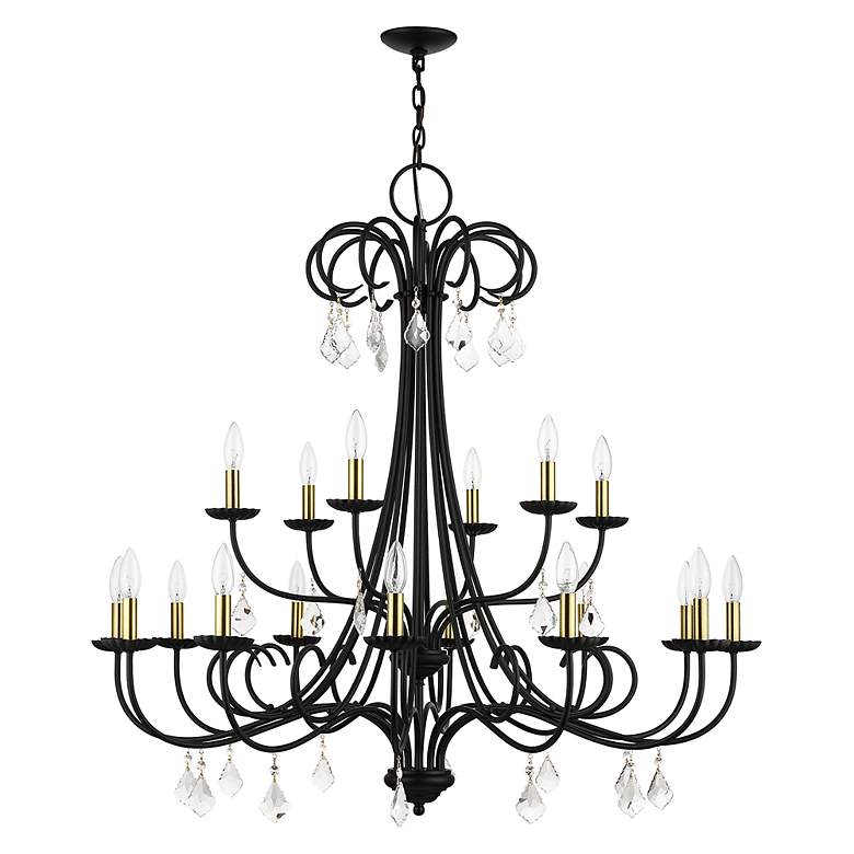 Image 3 18 Light Black Extra Large Chandelier with Antique Brass Finish Accents more views