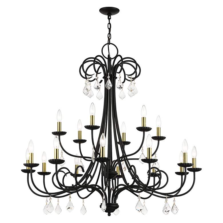 Image 4 18 Light Black Extra Large Chandelier with Antique Brass Finish Accents more views