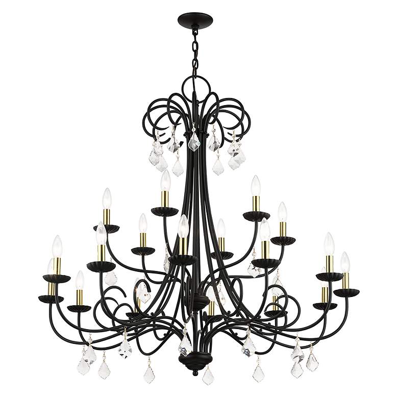 Image 5 18 Light Black Extra Large Chandelier with Antique Brass Finish Accents more views