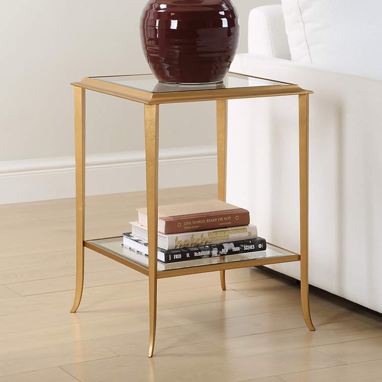 Image 1 18" Wide x 24" High Gold Metal End Table