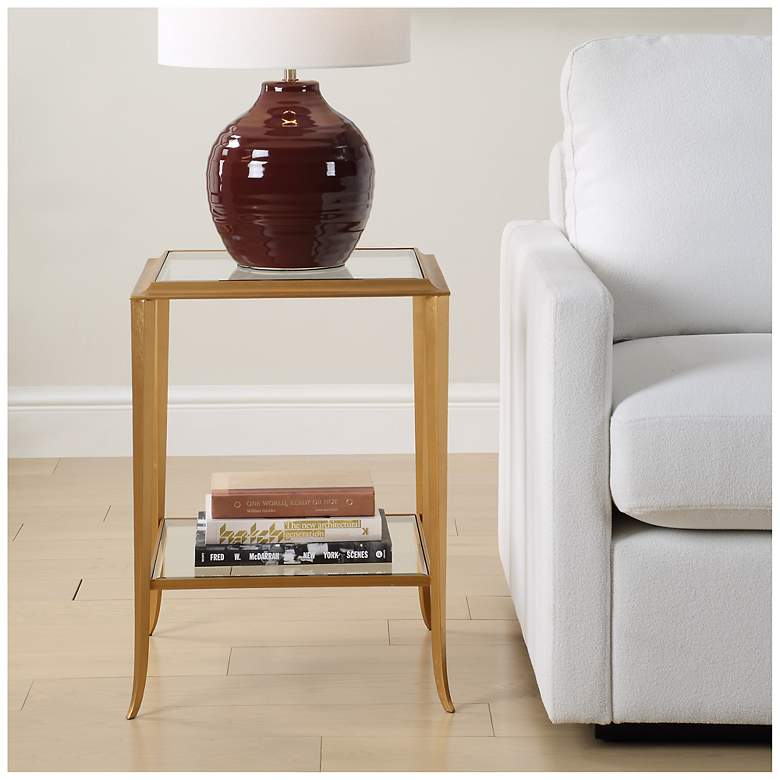 Image 3 18" Wide x 24" High Gold Metal End Table more views