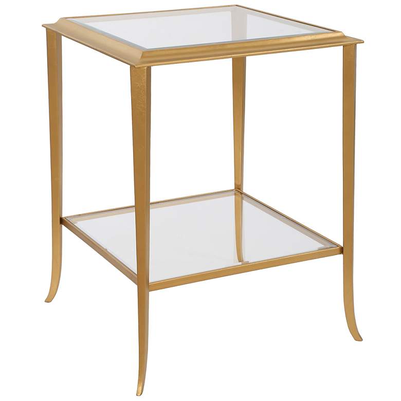 Image 4 18" Wide x 24" High Gold Metal End Table more views