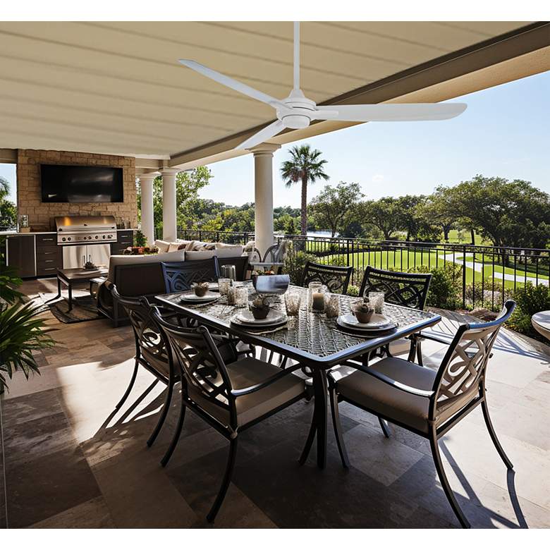 Image 1 60" Minka Aire Rudolph Flat White Outdoor Ceiling Fan with Remote in scene