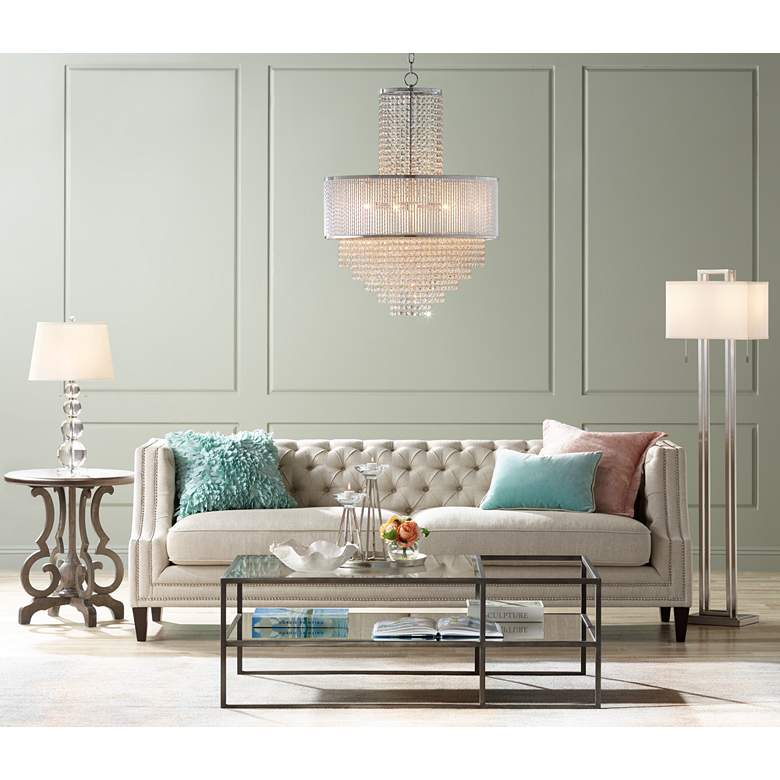 Image 1 Possini Euro Gossard 62" Modern Brushed Nickel Floor Lamp in scene