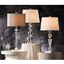 Aline Traditional Crystal Table Lamp with Gray Shade in scene