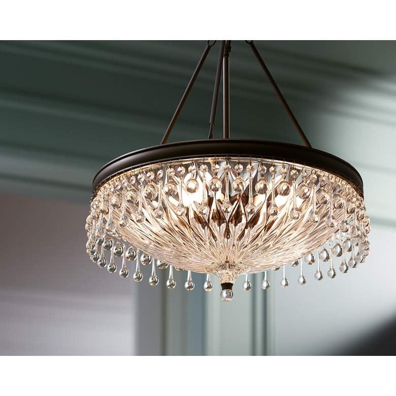 Image 1 Macey 20 1/4 inch Wide Traditional Bronze Finish Crystal Chandelier in scene