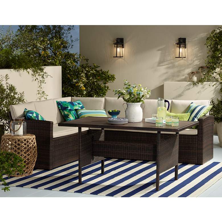 Image 1 John Timberland Clement 15" Black Outdoor Wall Lantern Lights Set of 2 in scene