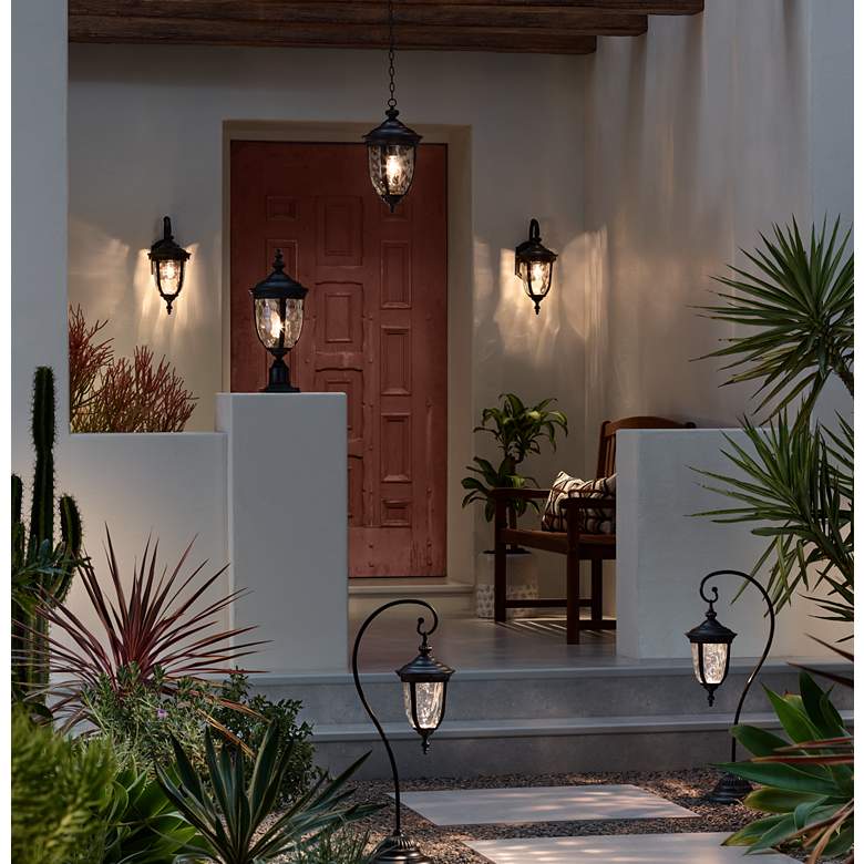 Image 1 Bellagio 18" High Texturized Black Traditional Outdoor Hanging Light in scene