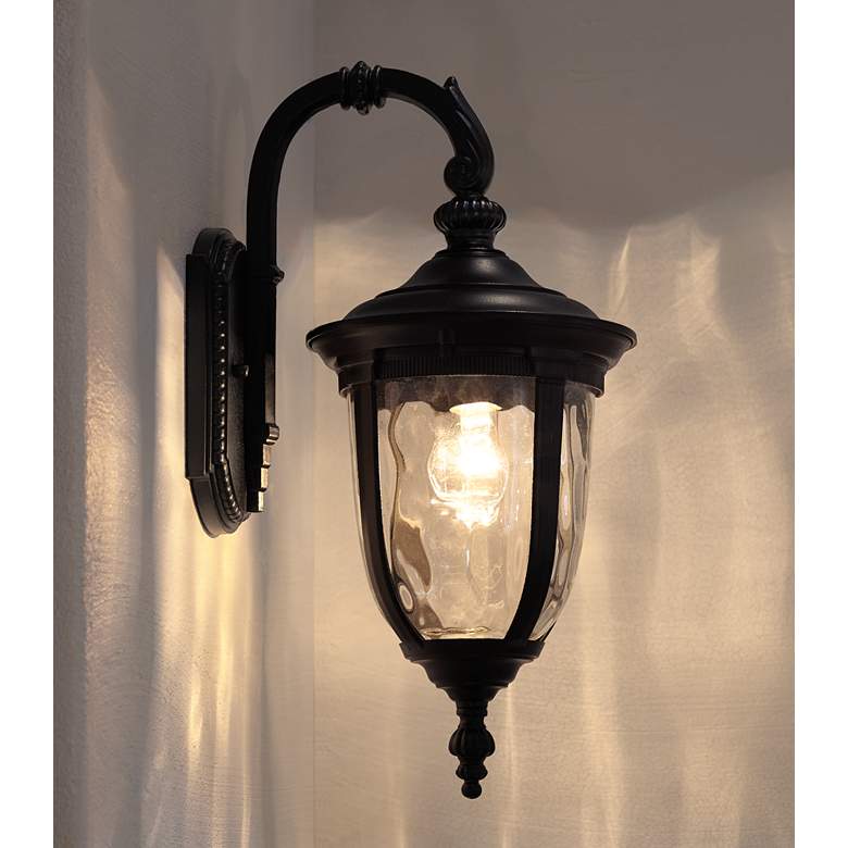 Image 1 Bellagio 16 1/2 inch High Black Traditional Downbridge Outdoor Wall Light in scene