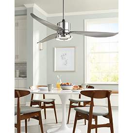Image1 of 56" Possini Vengeance Chrome 3-Blade LED Ceiling Fan with Remote in scene