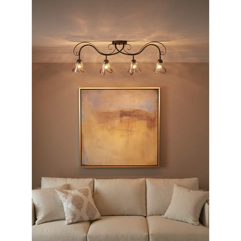 Image 1 Pro Track Organic 41 inch Wide Amber Glass 4-Light Ceiling Track Fixture in scene