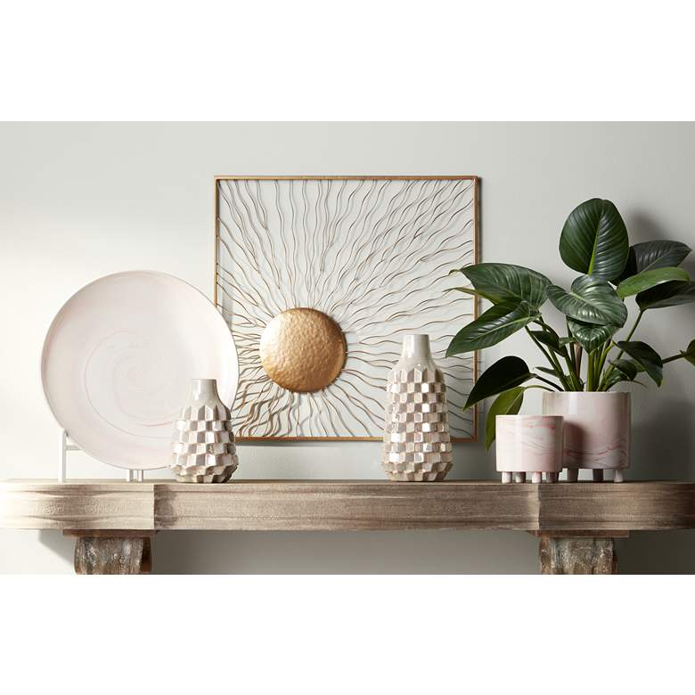 Image 1 Melete Gold Metal 24" Square Wall Art in scene