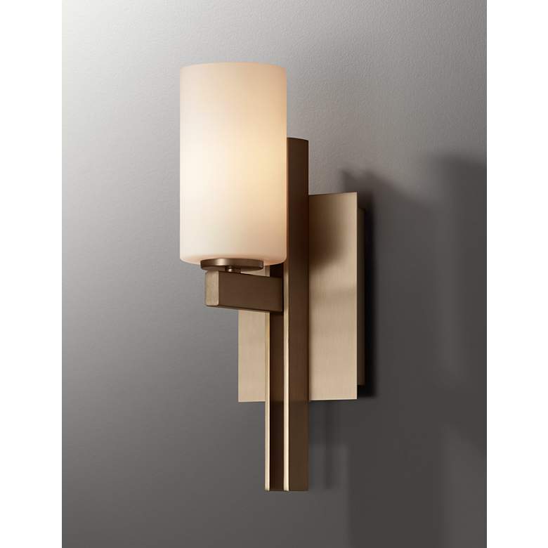 Image 1 Possini Euro Ludlow 14" High Burnished Brass Wall Sconce in scene