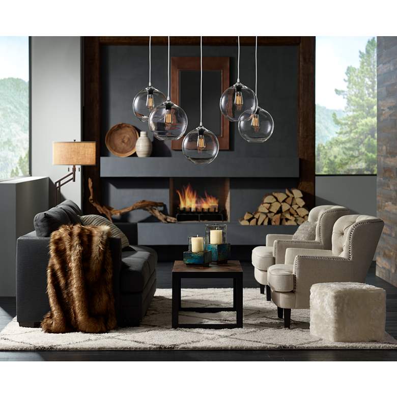 Image 1 Zara 91" Wide Heritage Charcoal Fabric Three-Seat Sofa in scene