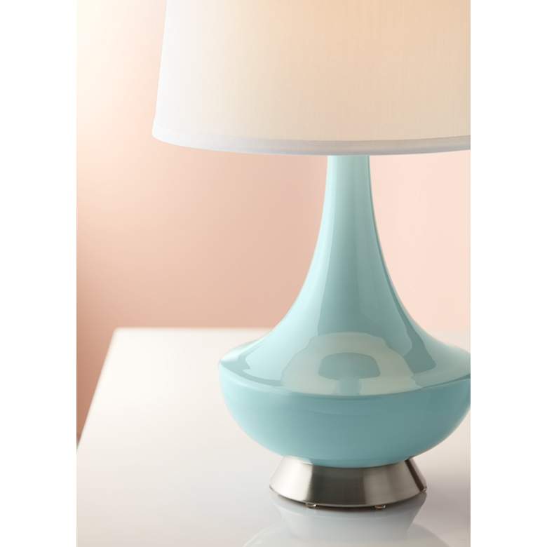 Image 1 Gillan Raindrop Blue Modern Glass Table Lamp in scene