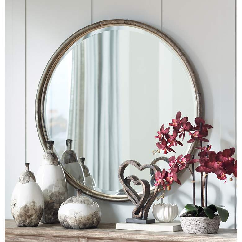Image 1 Red Orchid 24" High Faux Flower in Gray Pot in scene