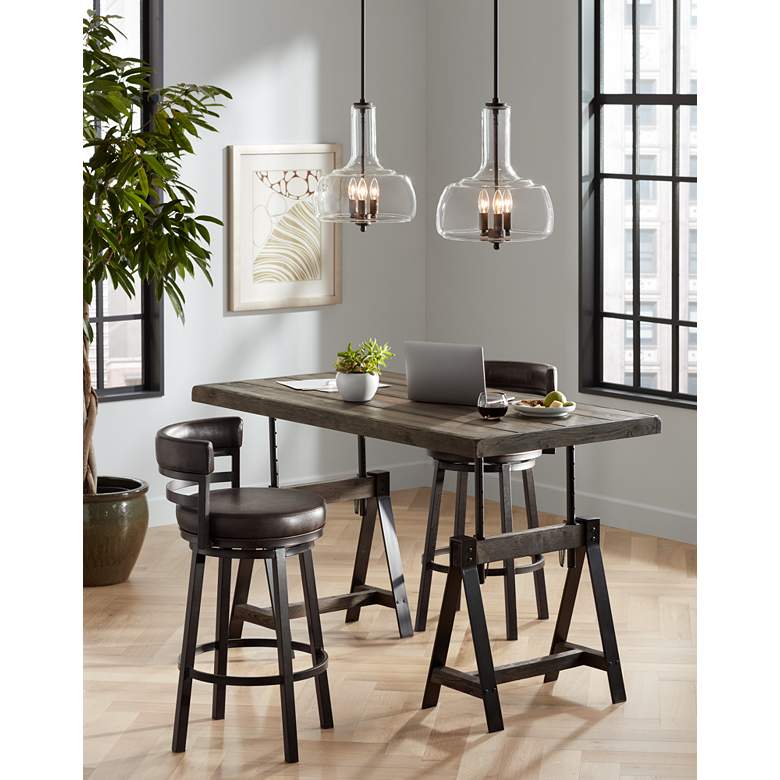 Image 1 Armen Living Madrid 30" Ford Brown Faux Leather Swivel Bar Stool in scene