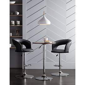 Image1 of Groove Black Faux Leather Adjustable Swivel Bar Stool in scene
