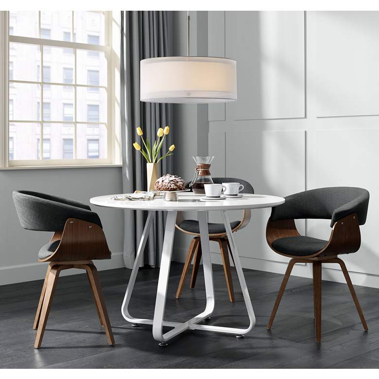 Image 1 Summer Charcoal Fabric and Walnut Wood Modern Dining Chair in scene