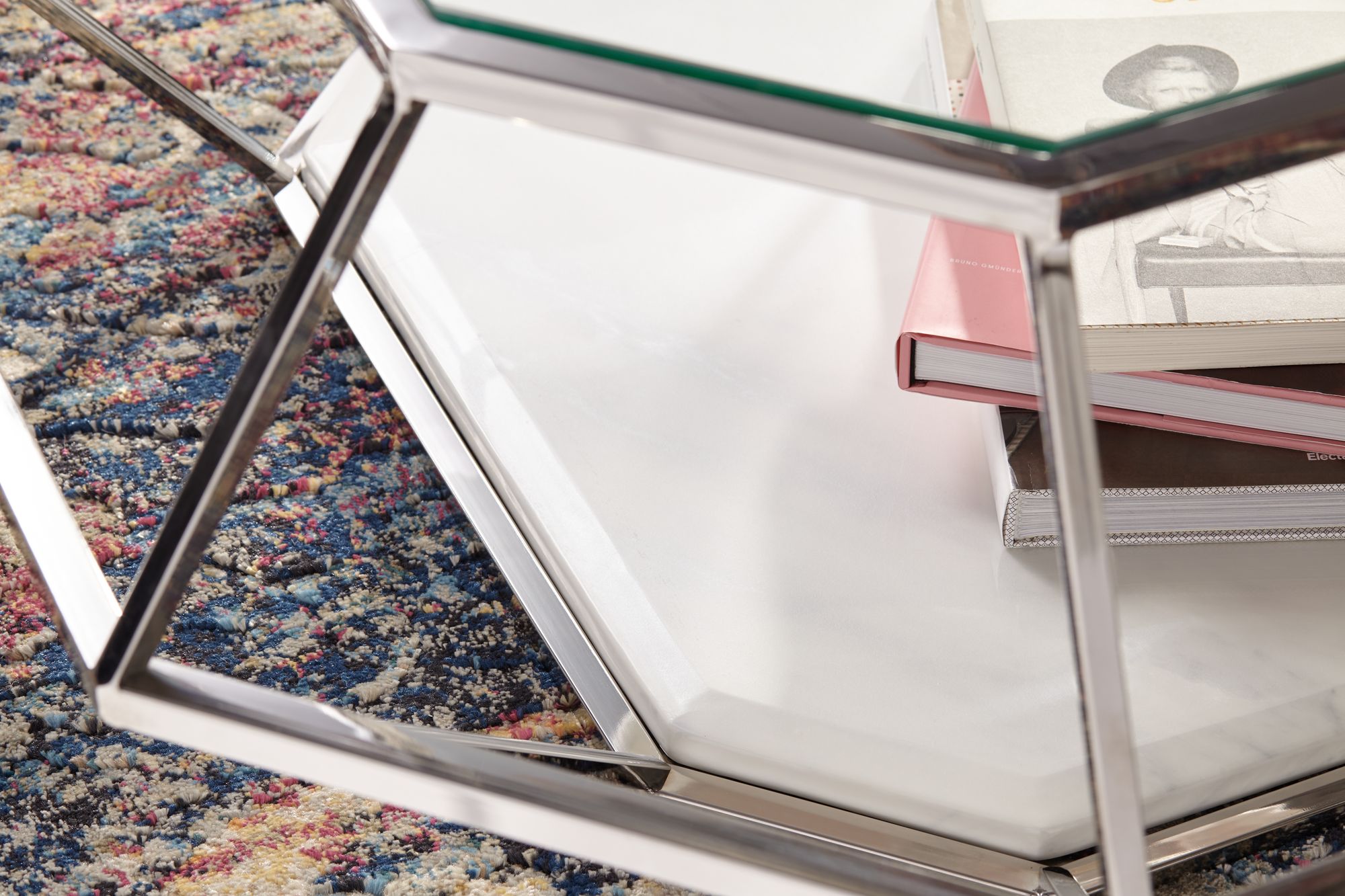 Venus 39 1/2" Wide Geometric Glass Modern Coffee Table in scene