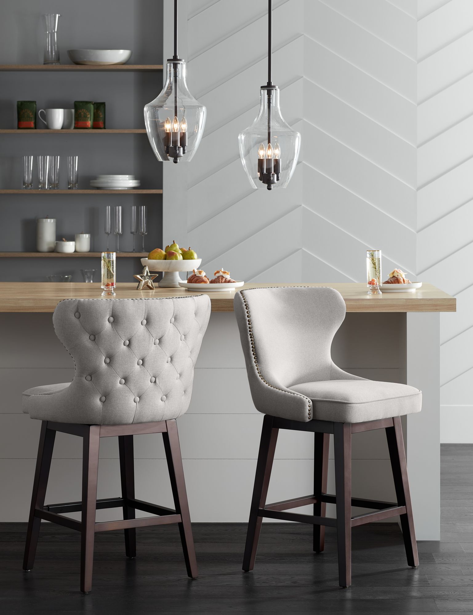 light gray swivel bar stools