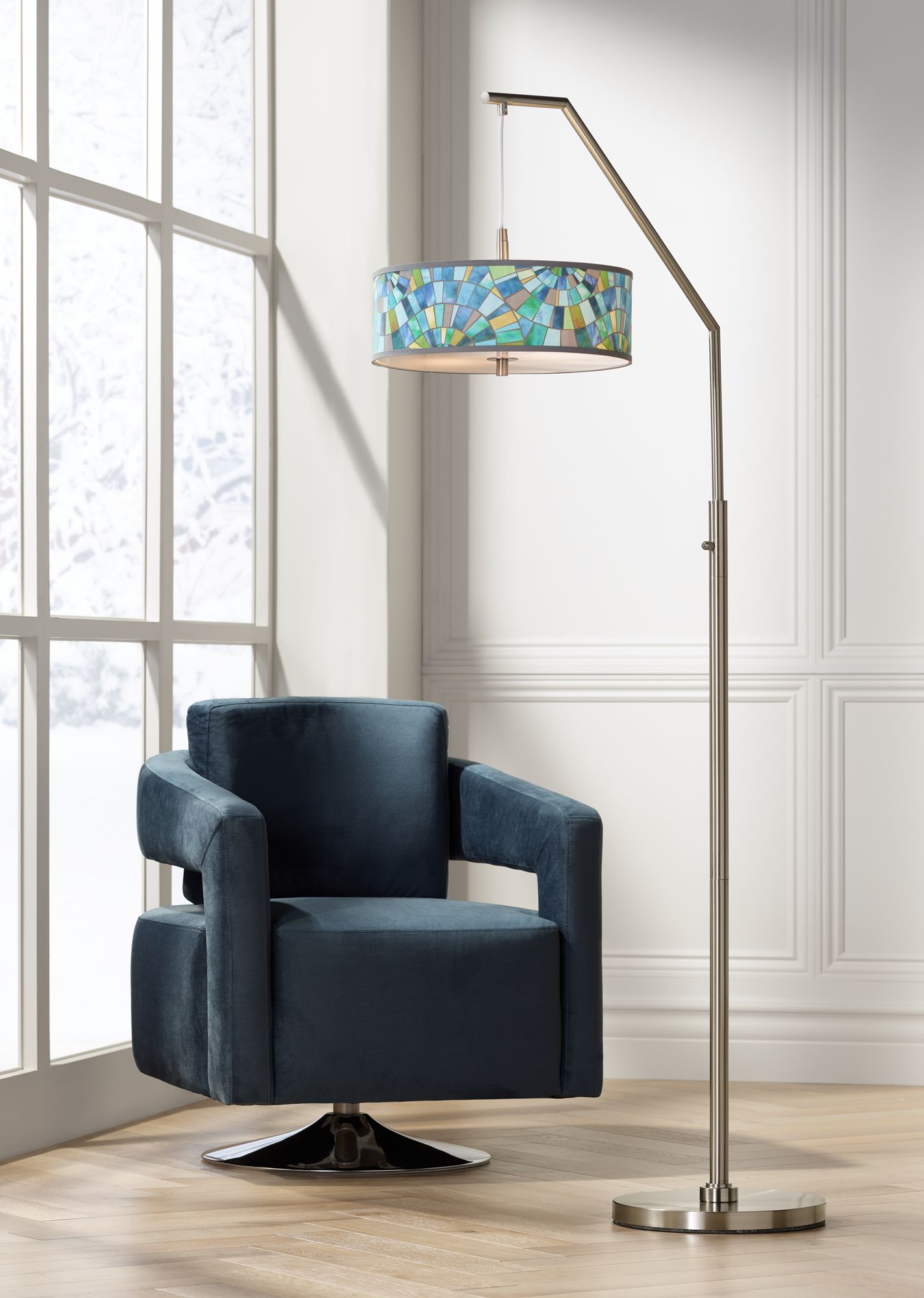 giclee shade arc floor lamp