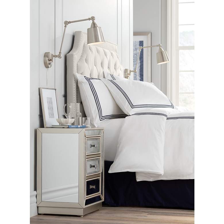 Image 1 Trevi 20" Wide 3-Drawer Warm Antique Silver Mirrored Accent Table in scene