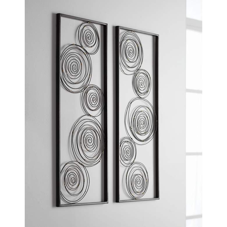 Image 1 Metallic Swirl 13 3/4 inch x 35 1/2 inch Wall Art Set of 2 in scene